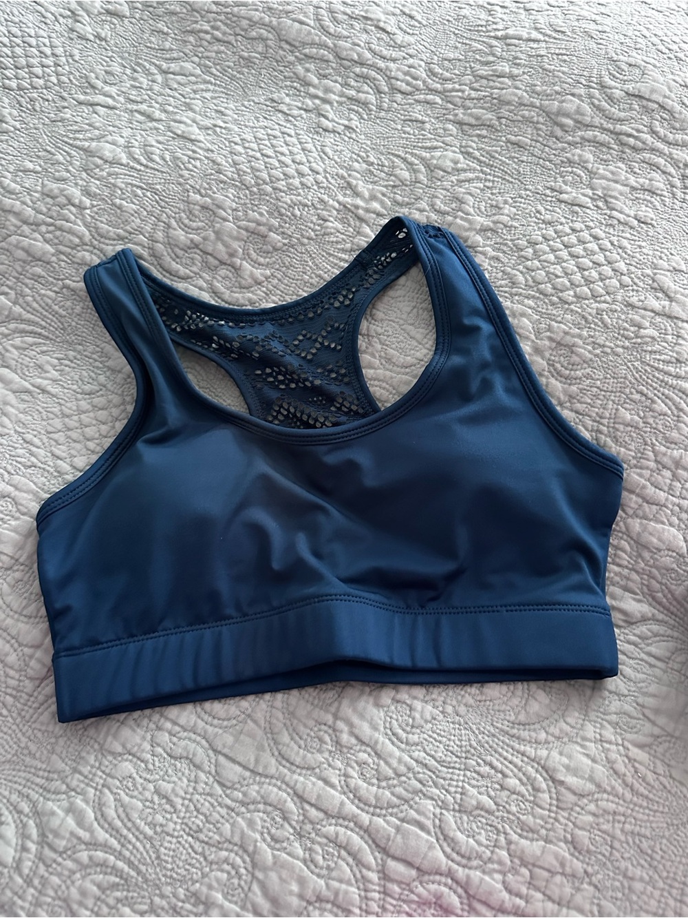 ZYIA Navy Lace-Back Sports Bra